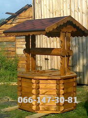 Домики для колодцев из дерева , беседка .